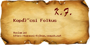 Kopácsi Folkus névjegykártya